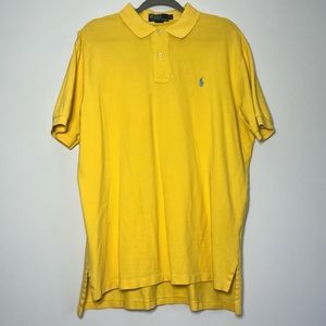 POLO RALPH LAUREN POLO SHIRT MENS XL YELLOW w/ BLUE PONY VINTAGE CASUAL GOLF